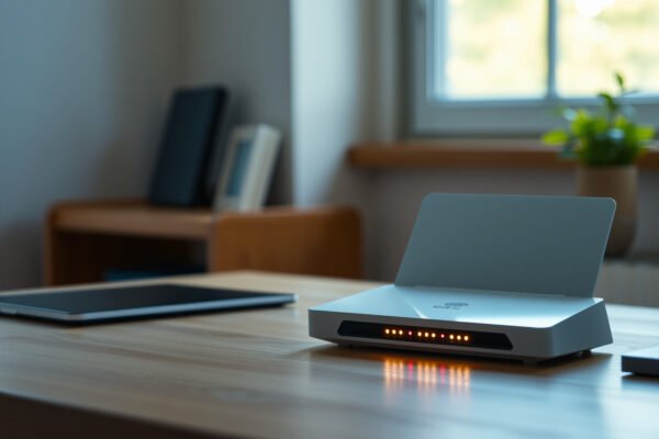 Visual indicators of a compromised router, including unusual lights and slow internet speed.