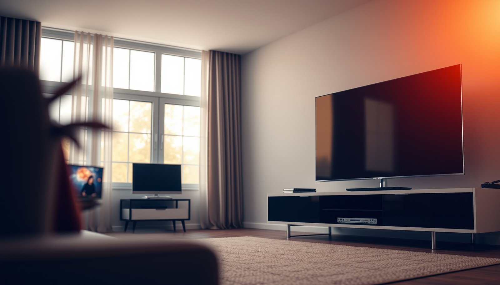 Comparison of small and large TVs suitable for apartments, highlighting key features and sizes.