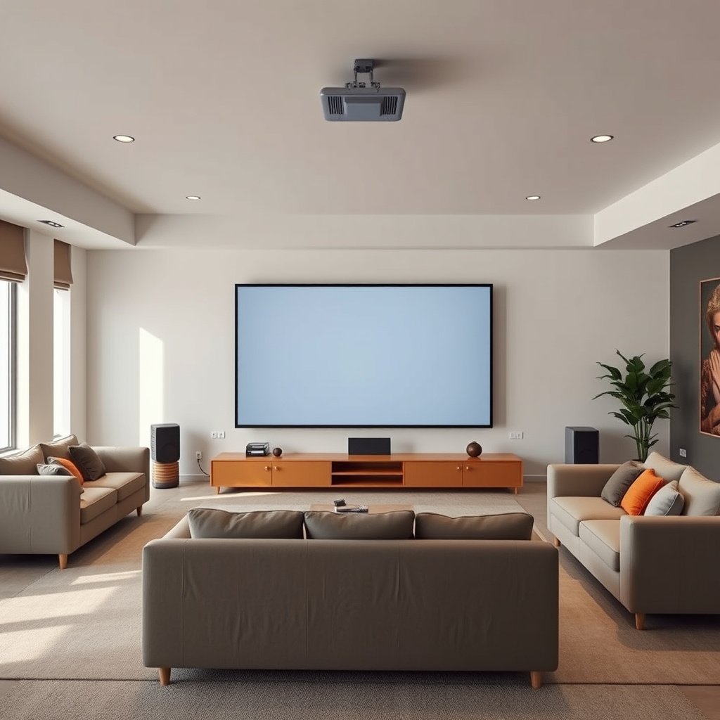 Comparison of large TV and projector for large rooms, highlighting pros and cons.