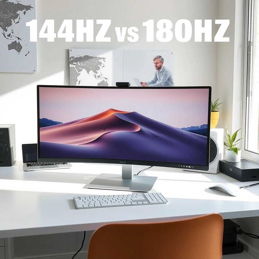 Comparison of 144Hz and 180Hz monitor refresh rates and their implications for gaming and display quality.
