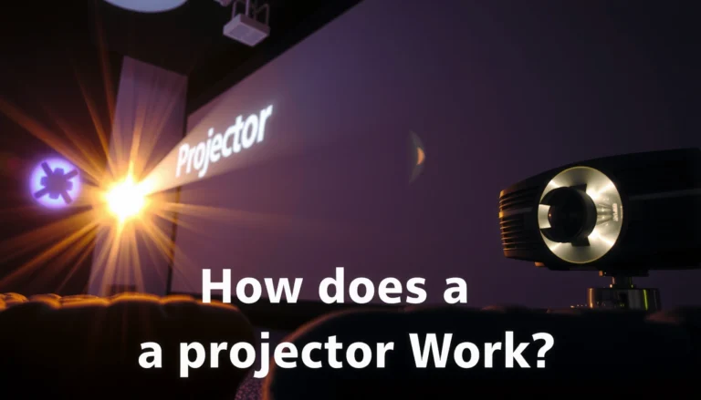 Infographic explaining what to look for in how a projector works, highlighting key features and components.