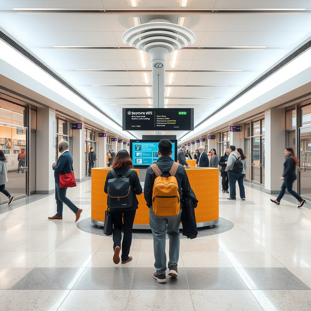 Infographic explaining who is at risk when using public Wi-Fi and safety tips.
