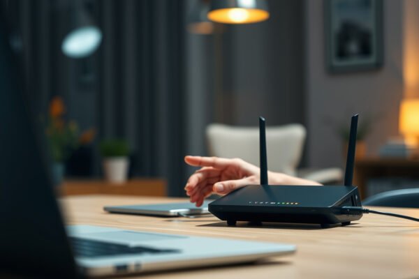Illustration explaining router vulnerability, including risks and fixes for network security.