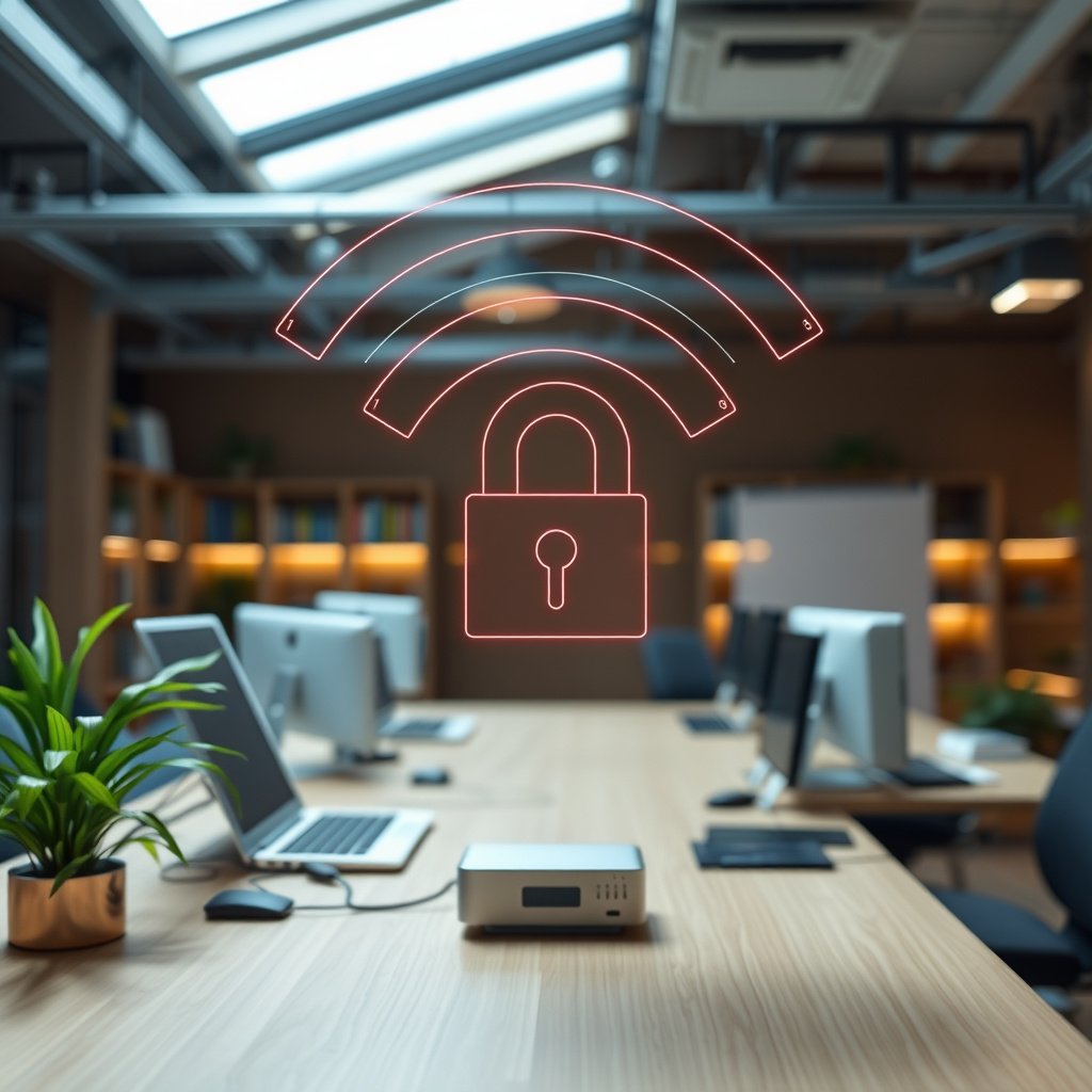 Illustration explaining Wi-Fi encryption in simple terms for network security.