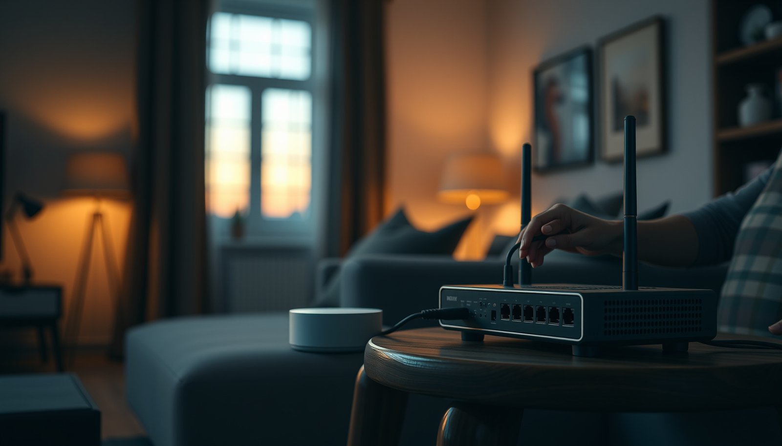 An old router connected to a mesh network setup demonstrating compatibility.