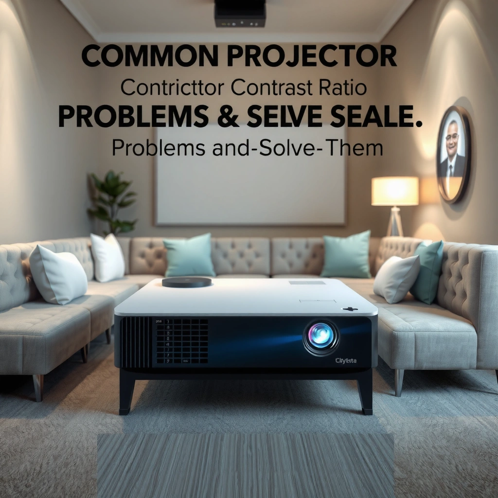 An example of washed-out blacks showing low perceived contrast in a projector image.