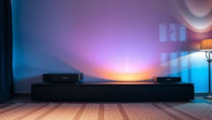 An informative graphic explaining what a projector is for beginners in home theater setups.