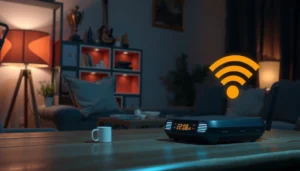 Illustration showing common causes of slow Wi-Fi at night and their fixes