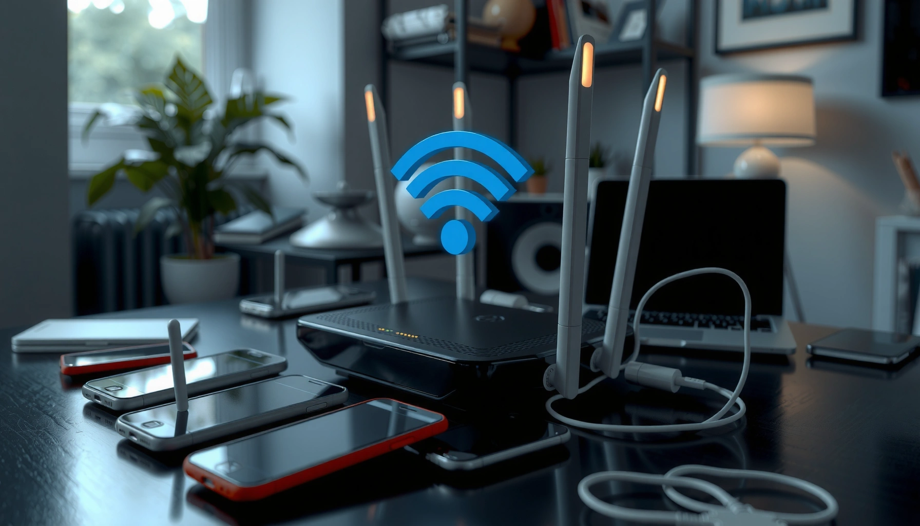 Illustration showing how multiple devices affect Wi-Fi speed and performance.